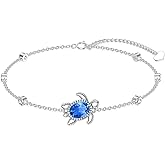 Reaii Turtle Bracelet for Women 925 Sterling Silver London Blue Topaz Beach Sea Turtle Beach Bracelet Hawaii Ocean Jewelry Gifts