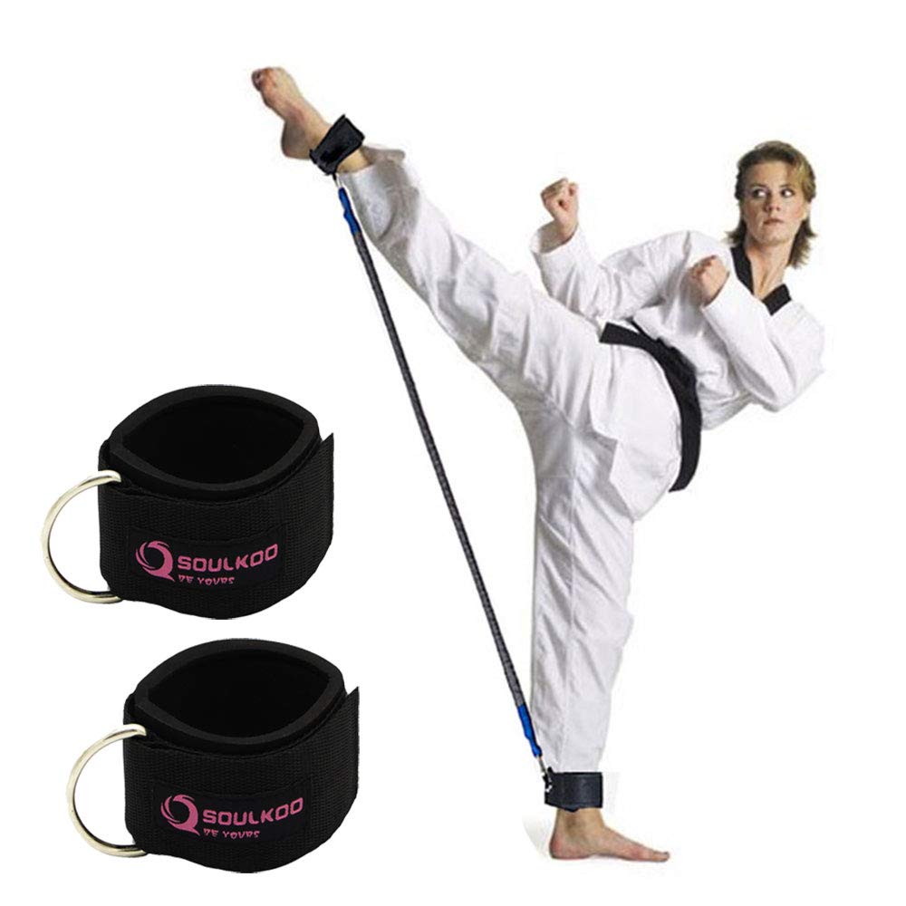 soulkoo Fitness Padded Ankle Straps for Cable Machines/Ankle Cuffs for Resistance Tube Bands