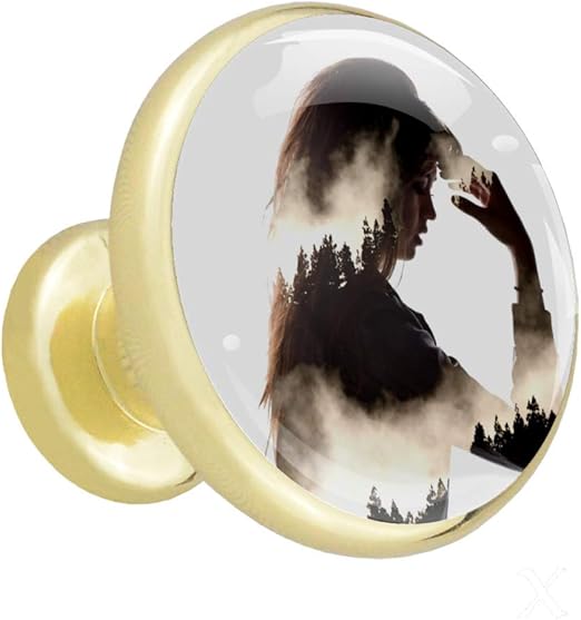 Pensador Perillas de gabinete Perillas doradas de metal Cristal redondo