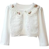 CONGMI Little Girls' Long Short Sleeve Lace Bolero Cardigan Shrug Dress Cover up 2-11 Years (2#, 9-10T)