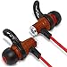 Symphonized NRG Bluetooth Wireless Wood in-Ear Noise-isolating Headphones, Earbuds, Earphones with Mic & Volume Control (Red)