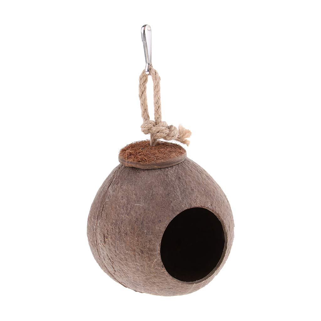 Homyl Natural Coconut Shell Bird Nest Cage Feeder Hanging Standing