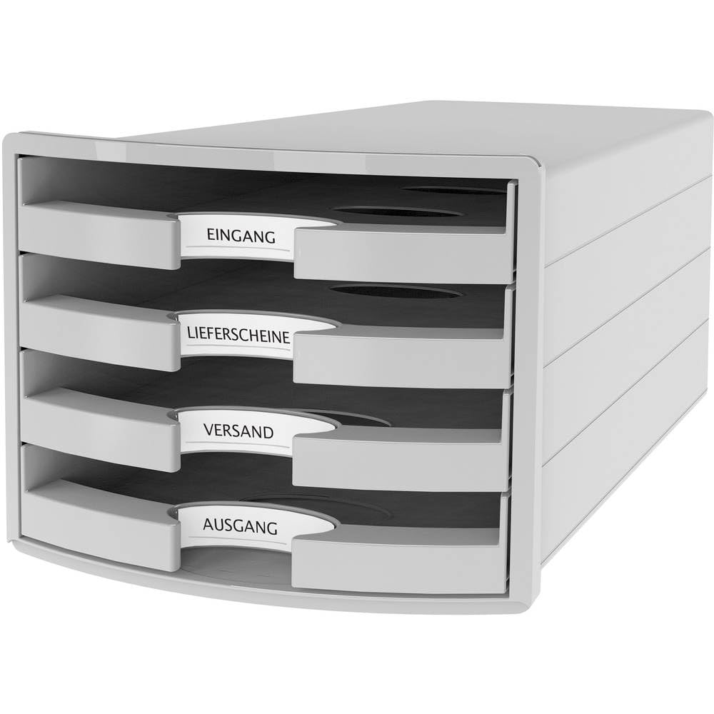 HAN 1013-11 Impuls Drawer Box DIN A4/C4 4 Open Drawers Light Grey
