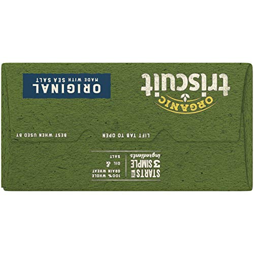 TRISCUIT ORGANIC ORIGINAL WHOLE GRAIN WHEAT CRACKERS, ORGANIC CRACKERS, VEGAN SNACKS, LUNCH SNACKS, 7 OZ