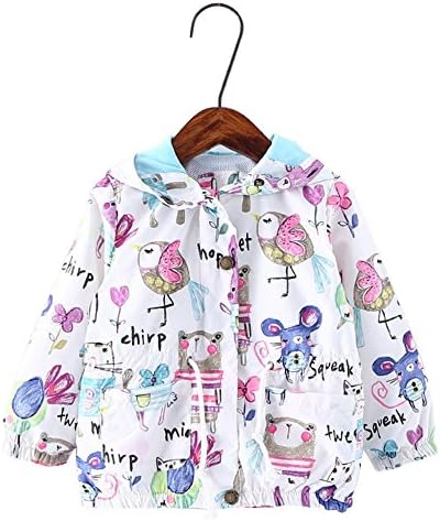 Lerida Girls Spring Fall Cartoon Windbreaker Hood Jackte (130cm( 8-9 years), Lined with yarn)