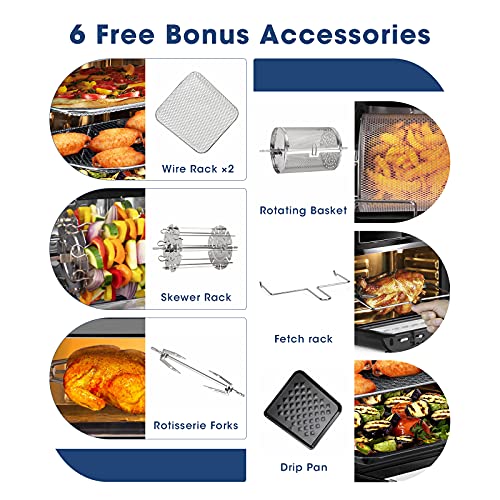 OMMO Air Fryer Oven, 17 Quarts 1800W Air Fryer Toaster Oven, 8 Presets