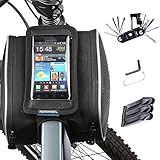 WOTOW Bike Repair Bag Set, Cycling Frame Pannier Cell Phone Bag Bicycle Front Top Double Pouch Tube for Smartphone