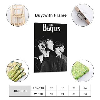 NBEI Poster rétro The Beatles – Peinture décorative sur toile pour salon, chambre à coucher – 50 x 75 cm - Les Beatles, Paul McCartney, John Lennon, RIngo Starr, George Harrison NBEI Poster rétro The Beatles - Peinture décorative sur toile pour salon, chambre à coucher - 50 x 75 cm – Image 2