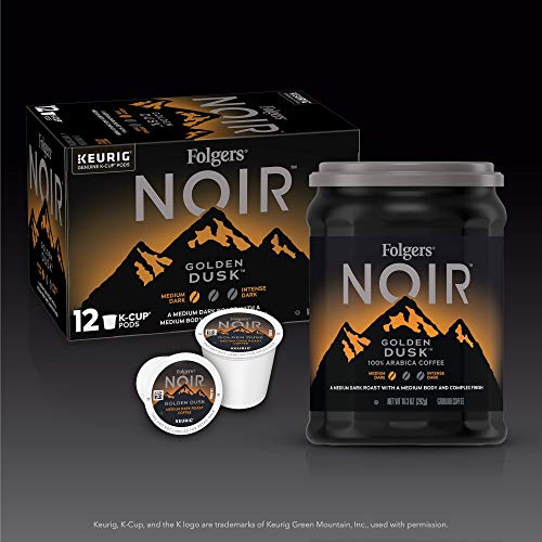 Folgers Noir Golden Dusk Medium Dark Roast Coffee, 72 K Cups For Keurig