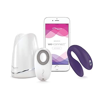 WE-VIBE Sync Einstellbarer Paarvibrator mit Voller Kontrolle über Fernsteuerung oder Paar-App mit exklusivem Gleitgel, C-Form