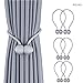 KLGO 6 Pack European Style Magnetic Woven Texture Rope Curtain Tiebacks, The Most Convenient Drape Tie Backs,Decorative Weave Rope Holdback Holder,Gray
