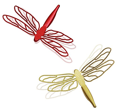 Desk+1 Miscanthus Dragonfly Power Magnets Set, 1 Red & 1 Yellow, For Fridge Kitchen Calendar Office White Board Personal Use Home Decor and Gift 2.8"x 1.8" (7x5cm)