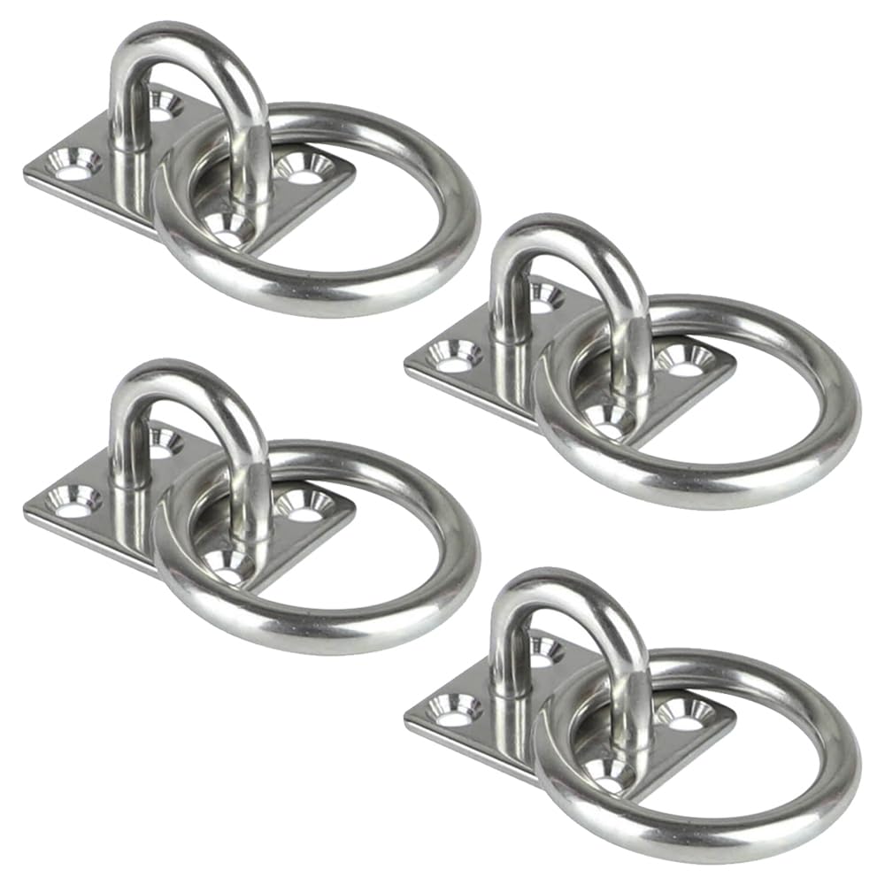 BuuyyBann 4 Pcs Stainless Steel Ceiling Hook Durable Square Pad Eye Plate Universal Stable Ring Hook for Wall Ceiling Swing Suspension