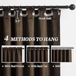 Brown Blackout Pleated Look Curtains 102 Inches