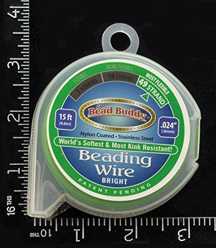 Bead Buddy 49 Strand Beading Wire, Bright 15ft .024 Inches-Soft, Flexible And Strong Beading Wire-Jewelry Making Tools