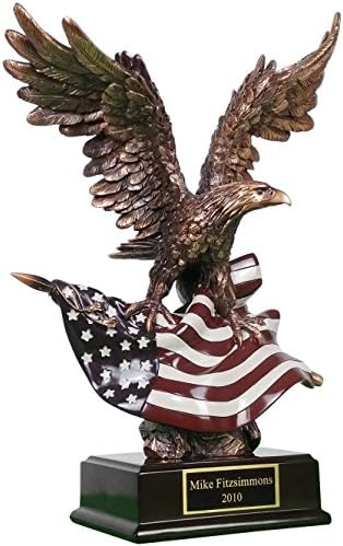 Desktopstatue Personalized Eagle Flag Trophy - Awesome Military Gift Award, Free Engraving Customize in 1-Click