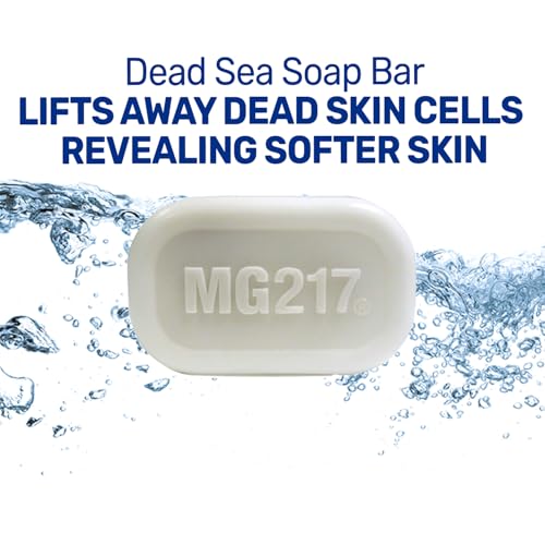MG217 Psoriasis Dead Sea Exfoliating Bar Soap - Dead Sea Salt, Mud, Aloe Vera, Vitamin E & Rose Geranium Oil for Psoriasis Skincare, 3.2oz