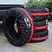 PANAMOO Spare Tire Cover Pack of 4 with Tire Tread Gauge, Best Seasonal Tires and Wheels Protection Covers for Cars, Quality Tire Storage Totes, Black Size: Small/Subcompact