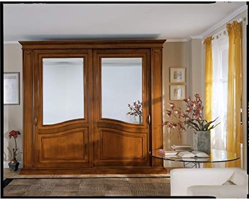 Armario De Puertas Correderas Con Espejo Madera Masselloartigianale Como Fotos Amazon Es Hogar