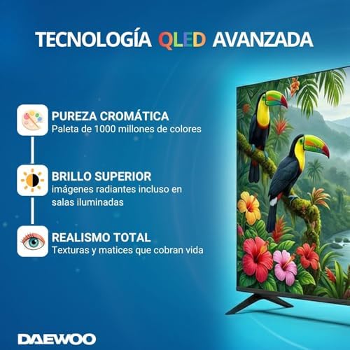 43VB56QV Smart TV 43 Pulgadas QLED 4K UHD, HDR10, Dolby Audio, Bluetooth, HDMI 2.1, Diseño Sin Marcos (Frameless), Funciones de accesibilidad, Gama 2026