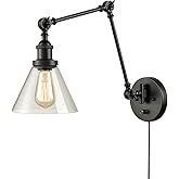 DANSEER Swing Arm Wall Lamp Industrial Plug in Wall Mounted Wall Sconce with On/Off Switch