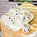 Hilynssher Aodyow Tea Cup Set, One Goods Porcelain Teapot Coffee Cups Set with Ceramic Serving Tray Polka Dot Drinking Cups for Tea Latte Espresso Water (Poppy Red)