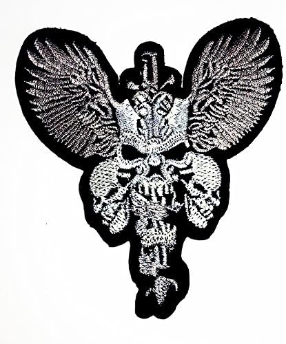 Skull Ghost Sword Devil Wings Biker Lady Rider Hippie Punk Rock Heavy Metal Tatoo Jacket T-shirt Patch Sew Iron on Embroidered Sign Badge By Pbear Shop