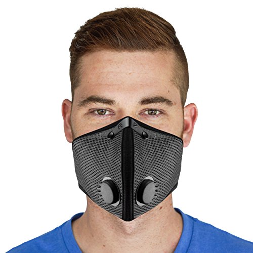 RZ M2 Mesh Dust/Air Filtration Mask Bonus Pack Mask Washable New Adjustable Strap Allergy/Asthma/Construction/Woodworking/Pollution/Adult/Children (X-Large (215lbs +), Grey)