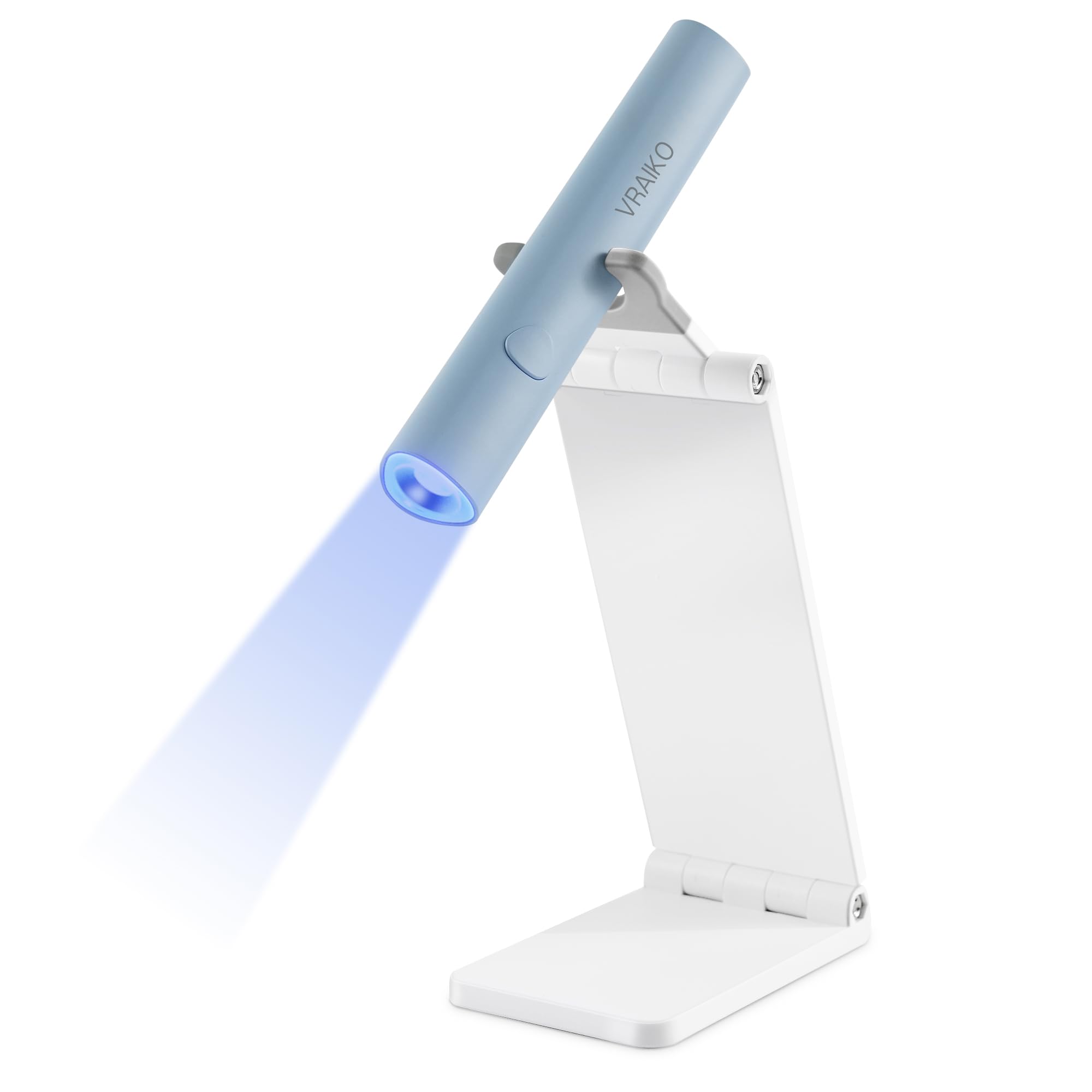 VRAIKO Minicure Portable Handheld UV Light with Stand, Rechargeable LED Nail Lamp for Fast Gel Nail Curing (Blue)