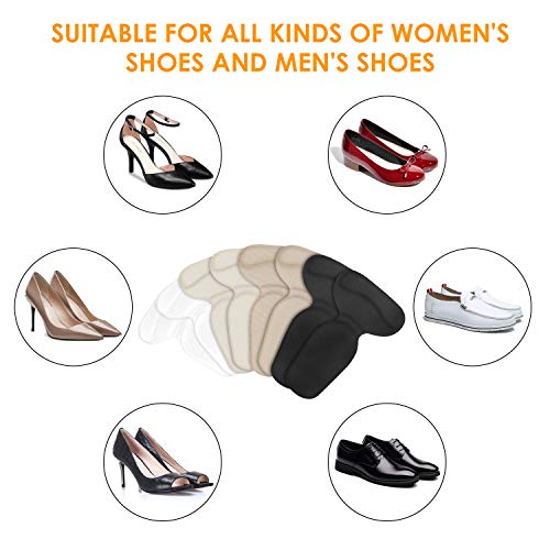 Heel Cushion Inserts for Women and Men, Adhesive Silicone Shoe Pads, Heel Grips Liner Protectors for High Heels, Loose Shoes, Flats