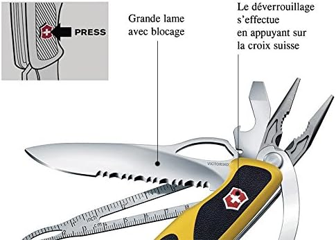 Victorinox Ranger Grip Boatsman Swiss Army Pocket Knife, Large, Multi Tool, 22 Functions, Locking Blade, Case, Yellow/Black - Image 5