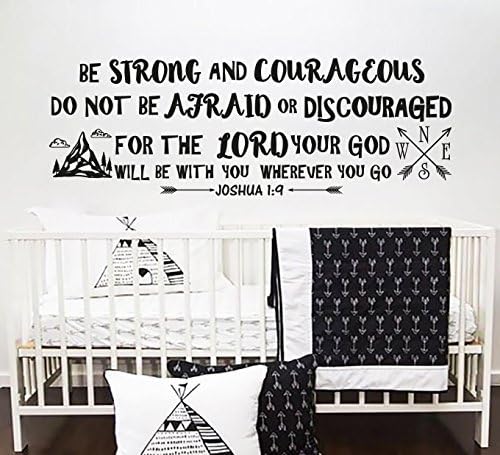 Joshua 1:9 Wall Decal Quote Be Strong And Courageous Quotes Decals Wall Vinyl Sticker Nursery Decor Art Bible Verse Boy Room Wall Decor F33