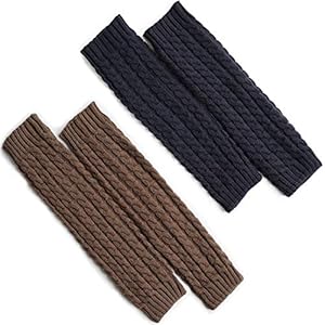 2 paar winterbeenwarmers voor dames, beenwarmers, beenwarmers voor dames, winter, wintergebreide gehaakte lange sokken…