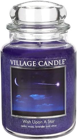 Village Candle Wish Upon A Star Large Glass Jar, Purple, 10.5 x 10.1 x 15.4 cm