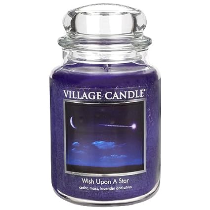 Village Candle Wunsch Stern Duftkerze im Glas 737 g, violett, 10.5 x 10.1 x 15.4 cm