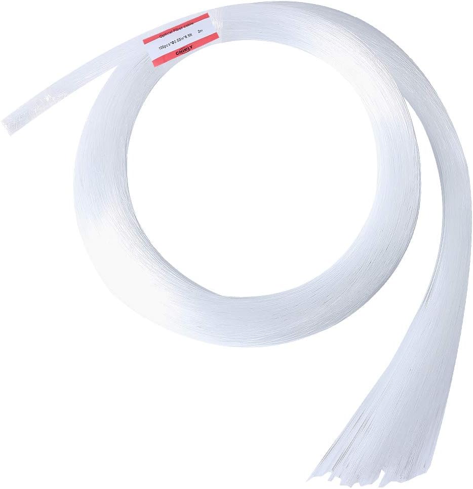 CHINLY 100pcs Φ0.03in(0.75mm) 6.5ft(2M) long PMMA plastic end glow fiber optic cable for star sky ceiling all kind led light engine driver