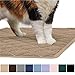 GORILLA GRIP Cat Litter Box Mat, 35x23, Water Resistant, US Designed Kitty Litter Trapping Mats, Easy to Clean, Scatter Control, Less Mess and Clean Floors, Kitten Supplies for Indoor Cats, Beige