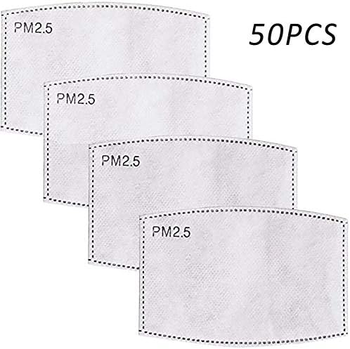 50Pcs PM2.5 Protective Carbon Filter, 5 Layers Replaceable Anti Haze Filters, Protective Air Filter Chip PM2.5 Activated Carbon Filter for Outdoor