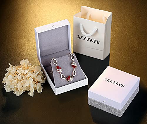 Leafael Teardrop Filigree Jewelry Set - Necklace & Earrings With Emerald Crystal, 18"+2" Chain, Silver-Tone, Gift Box - View #3