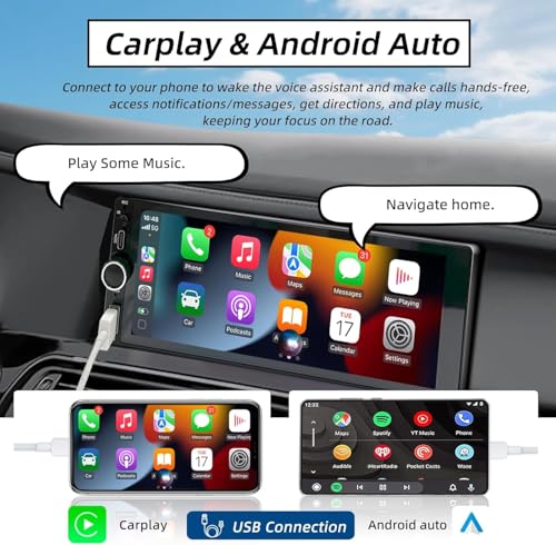 1 DIN Stereo with Screen, 6.86 Inch Touchscreen Car Radio Carplay 1 Din, Car Play Radio Supports Mirror Link with Rear Camera, Support Type-C Charging/USB/Mic/EQ/SWC