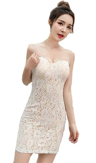 Amazon Kimberley ワンピース ミニ M 白 総レース キャミソール