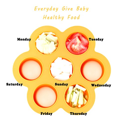 EH-LIFE Silicone Baby Food Freezer Tray with Clip-on Lid - Perfect Storage Container for Homemade Baby Food, Vegetable & Fruit Purees and Breast Milk - BPA Free & FDA Approved (Yellow)