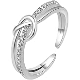 Q&D&S Best Friend Heart Rings for Women,Mother Daughter Friendship Knot Ring Promise Ring, Gold plated Cubic Zirconia Stackable Ring Graduation Gifts