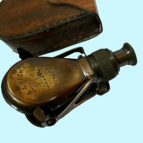 Vintage Heavy Brass R & J. Beck Antique Maritime Ltd London 1914 Single Eye Pocket Spyglass Binocular Monocular AWUSATC 012 - Thumbnail 3