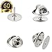 SUBANG 60 Pieces Metal Pin Backs Locking Pin Keepers Locking Clasp with Storage Case, Badge Insignia Pins Backs Replacement (Silver)