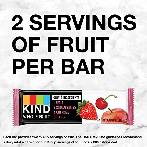 KIND Whole Fruit Bars, Strawberry Apple Chia, No Sugar Added, 1.2oz, 12