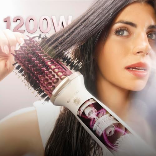 Spazzola per Capelli Air DryBold Elite con Piastra Riscaldante. 1200W, 3 Modalità: asciuga, modella e liscia, Tecnologia Ionica, Rivestimento in Ceramica, Funzione Aria Fredda, Punta Fredda