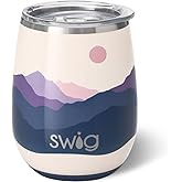 Swig Life 14oz Stemless Wine Cup, Insulated Wine Tumbler with Lid, Stainless Steel Travel Tumbler (Moon Shine)