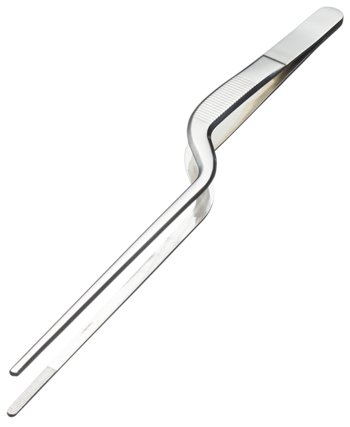 MasterClass Angled Chef Tweezers / Plating Tongs, Stainless Steel, 21 cm, Silver