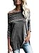 Asvivid Women's Off Shoulder Long Sleeve Casual Shirt Ruched Fold Over Blouse Tunic Tops S-XXL